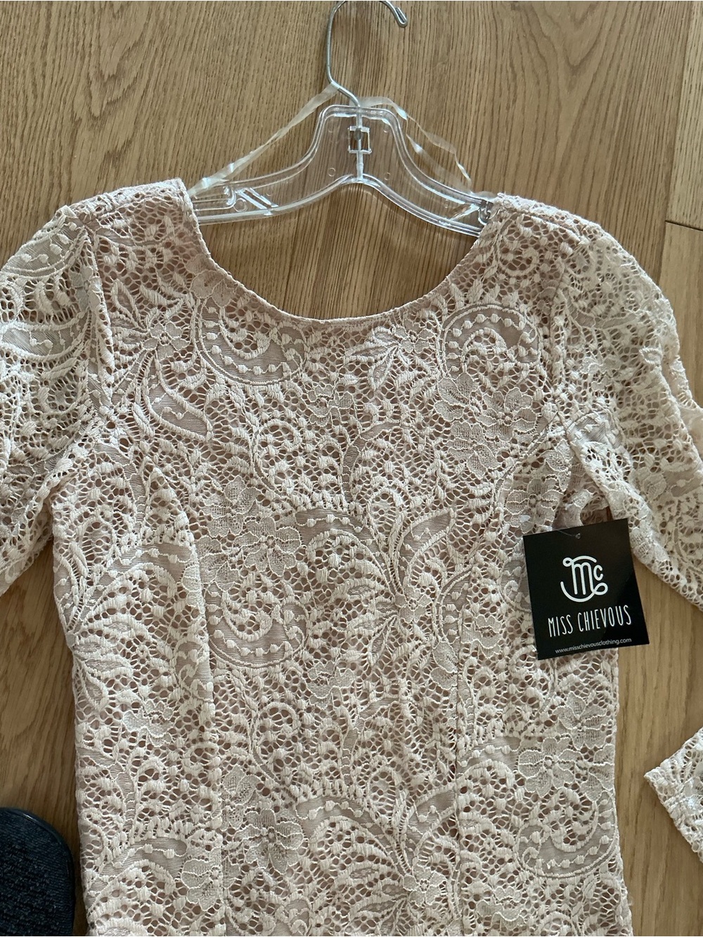 Miss Chievous Women's Lace Scoop Neck Top in honey butter